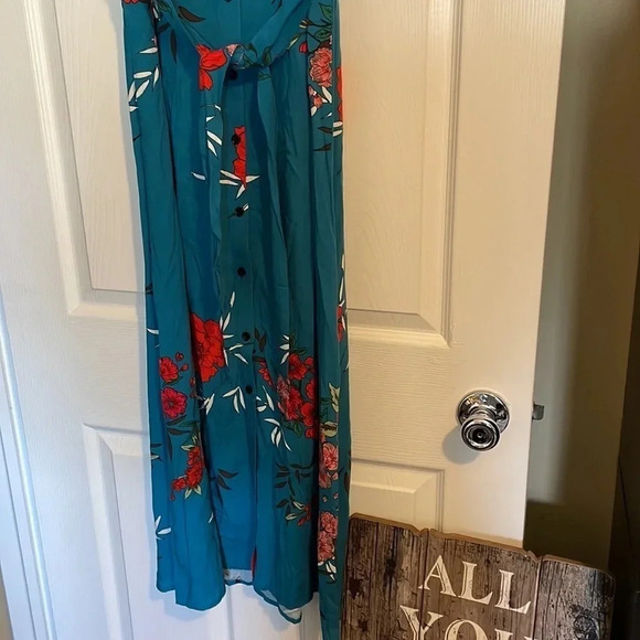 Milan Kiss women’s blue floral sleeveless maxi dress size small - Picture 3 of 11